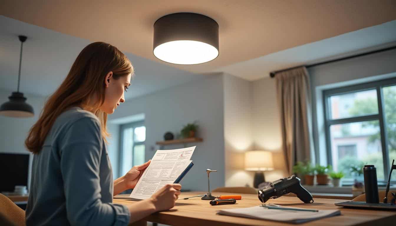 Illustration: Vérification de la possibilité de changer une ampoule LED intégrée dans un luminaire