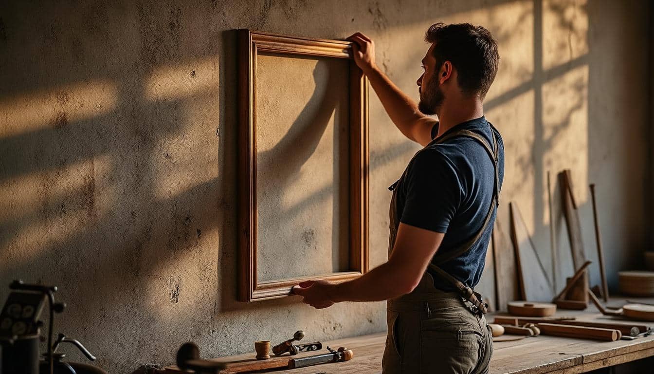 Illustration: Les systèmes d’accroche murale à privilégier pour un cadre en bois ancien