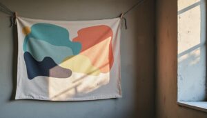 Toile abstraite et accrochage sur mur en béton : guide pratique